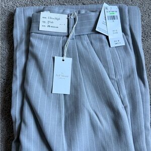 Abercrombie & Fitch Light Gray Striped Trousers Sloane